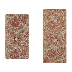 Rust and Green Paisley 17.5 in. x 48 in./17.5 in. x 28 in. Anti-Fatigue Wellness Mat