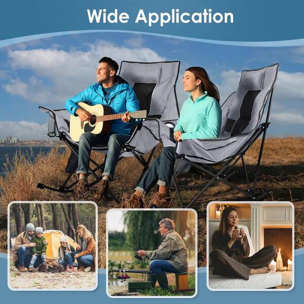 ZENPETIO Heated Camping Rocking Chair With Power Bank - Oversized, Portable, 330lb Capacity For Winter Outdoors