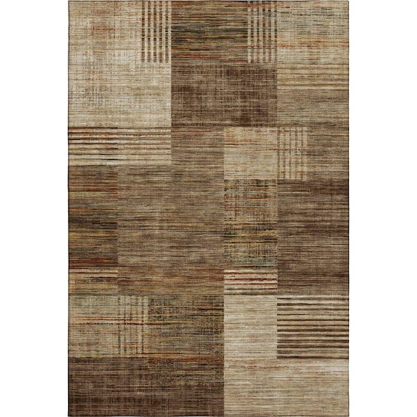 Mayfield Premium Machine Washable Abstract AMF2149 Brown 3 ft. x 4 ft. Area Rug