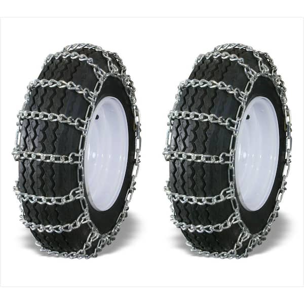 OAKTEN 4.10/3.5x4 in. 2-Link Tire Chains Replace Peerless 1060456, Zinc Plated Chains, Set of 2
