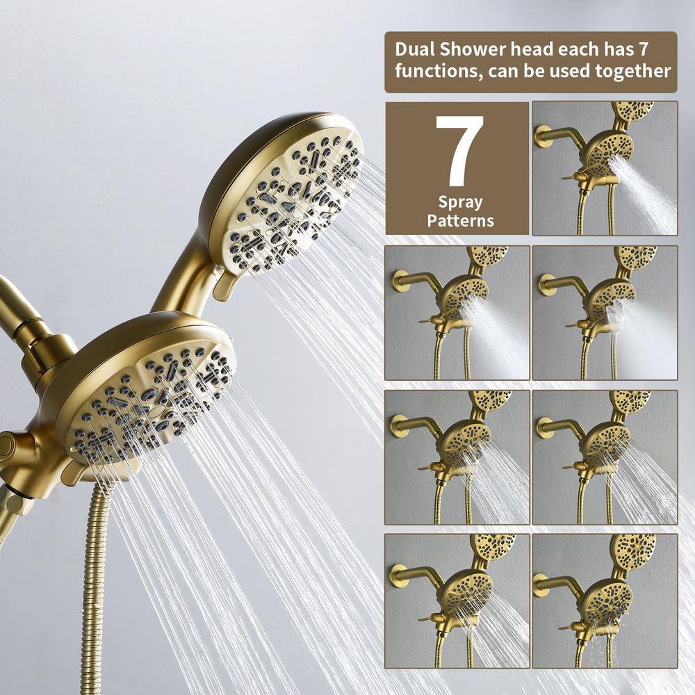 Brushed Gold Triple Handle Multi-Head Wall Mounted Shower System