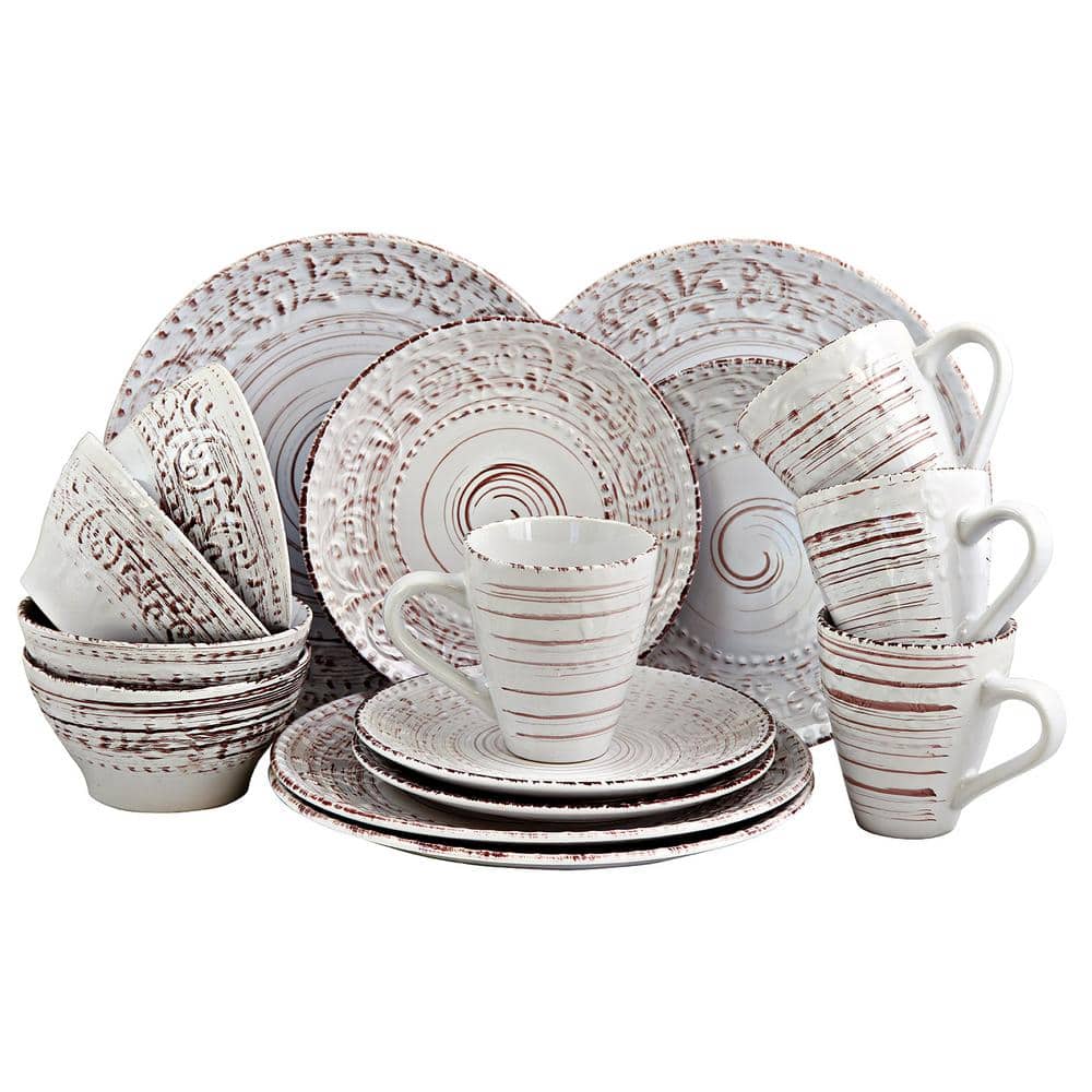 Malibu 16-Piece Coastal Shell Stoneware Dinnerware Set (Service for 4)