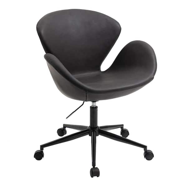 OS Home and Office Furniture Home Office Black Faux Leather Home Office Chair