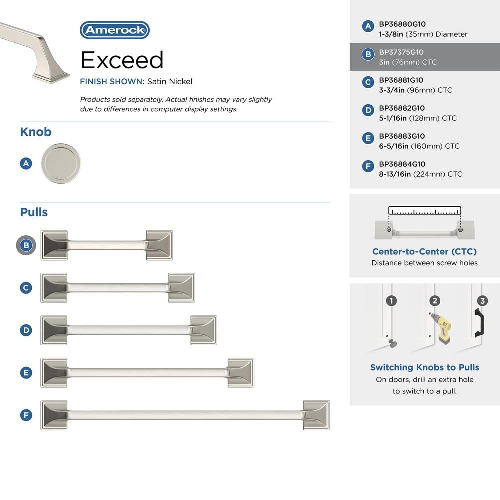 Brushed Nickel Modern Cabinet Drawer Pull with Mounting Hardware