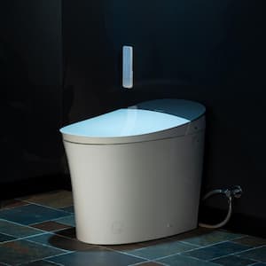 1-Piece 1.1/1.6 GPF Dual Flush Elongated Smart Bidet Toilet in White with Auto Open/Close, Foam Shield and Foot Sensor