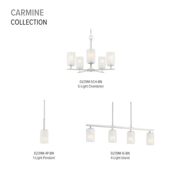 Designers Fountain - Carmine 5 -Light Brushed Nickel Chandelier with Etched Glass Shades