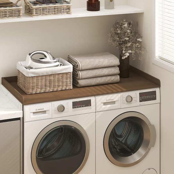 Furinno Ravel 27.5 D x 54 W Modern Walnut Wood Washer Dryer