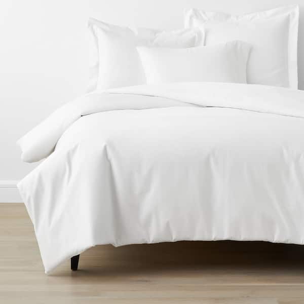 The Company Store Company Cotton White Solid 300-Thread Count Wrinkle-Free Sateen King Duvet Cover