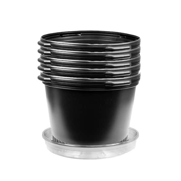 Viagrow 10 Gal. Round Plastic Nursery Pots with Saucers (5-Pack)