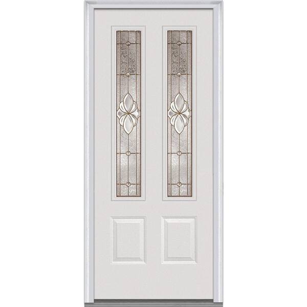 MMI Door 32 in. x 80 in. Heirloom Master Left-Hand 2-3/4 Lite 2-Panel Classic Primed Steel Prehung Front Door