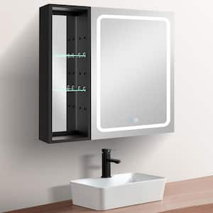 Baily 29.5 in. W x 29.5 in. H Medium Rectangular Aluminum Glass Surface Mount Medicine Cabinet with Mirror Right Swing