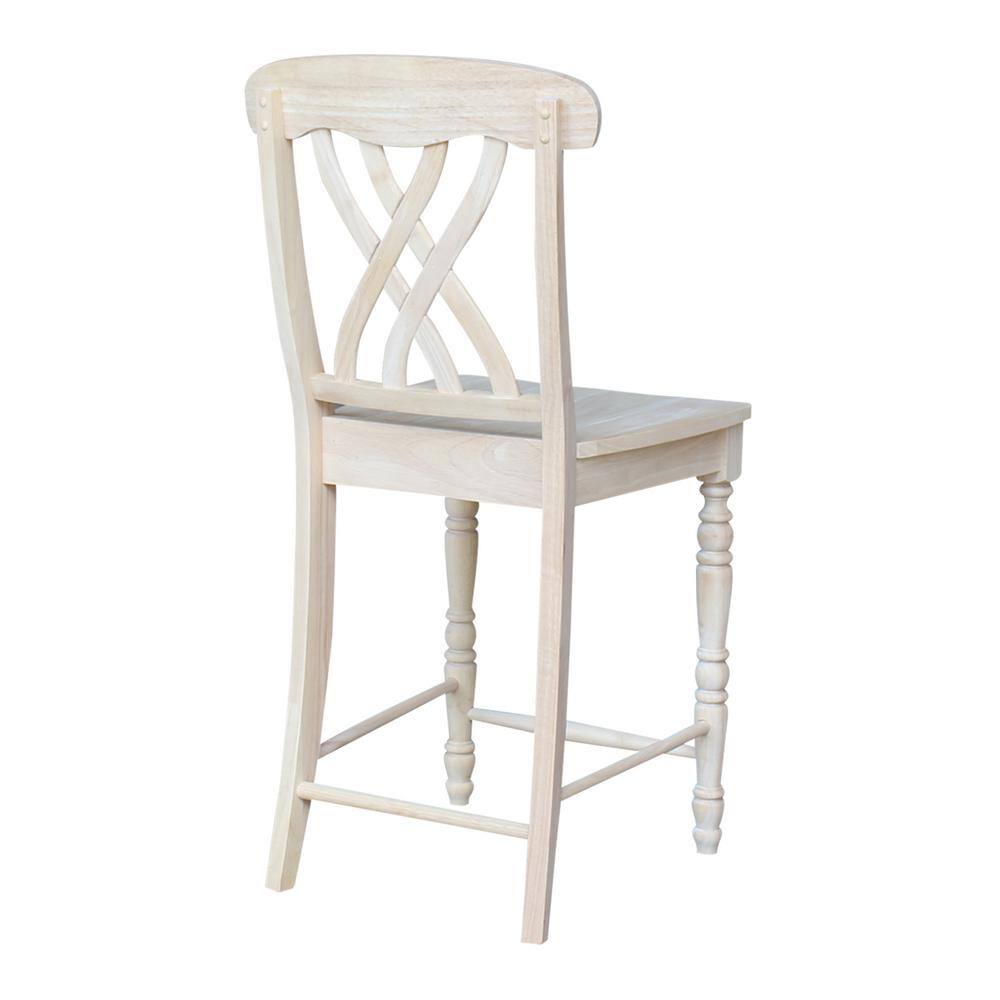24" Unfinished Parawood Lattice Counter Height Barstool