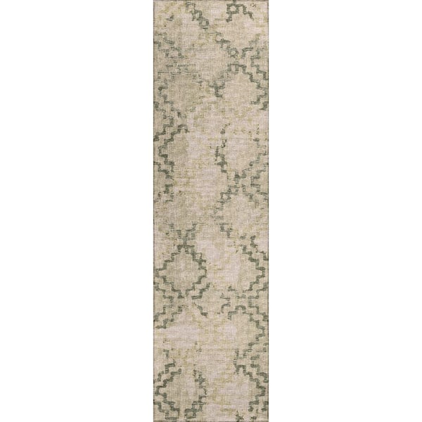 Addison Rugs Modena Moss 2 ft. 3 in. x 7 ft. 6 in. Trellis Runner Rug