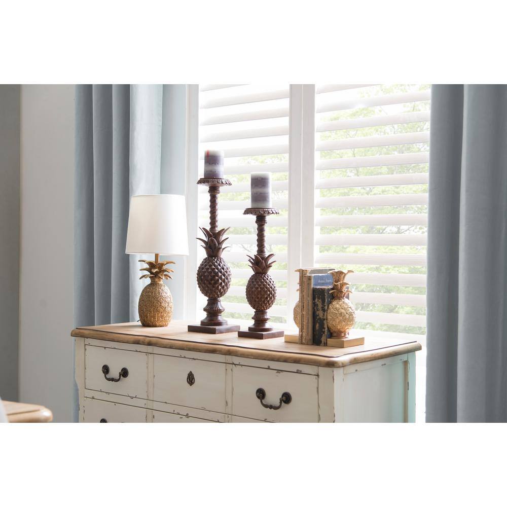 Gold Resin Pineapple Table Lamp with Linen Shade
