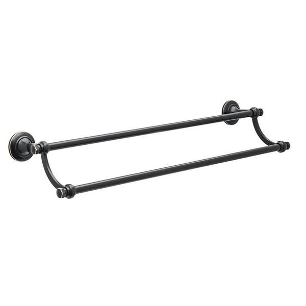Unbranded 25.8 in. Wall Mount Double Towel Bar in Black Towel Holder Oil Rubbed Bronze