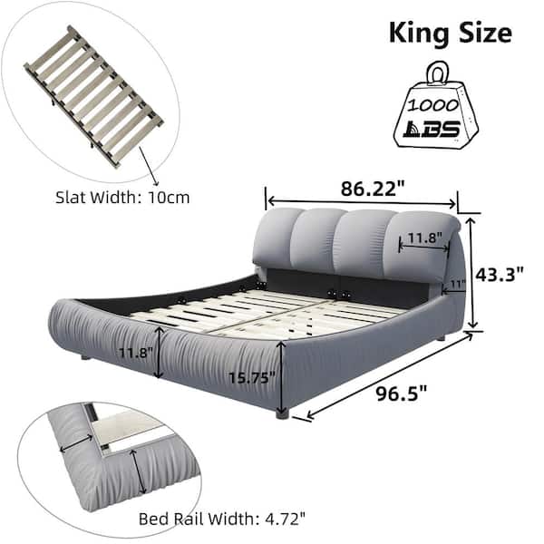 Harper & Bright Designs High End Gray Wood Frame King Size