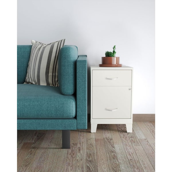 18 in. D 2-Drawer Metal Letter Width 14.25 in. W Vertical File Cabinet w/ Accessory Drawer and Legs, Pearl White