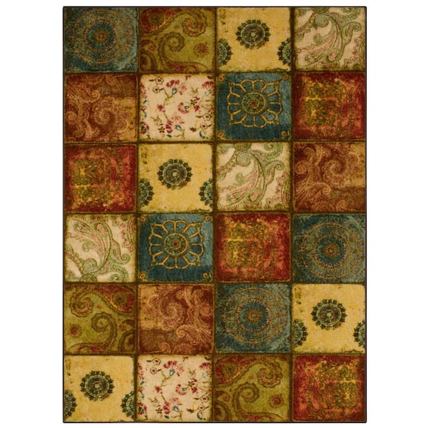 Mohawk Home Artifact Panel Multi 4 ft. x 5 ft. Machine Washable Patchwork Area Rug