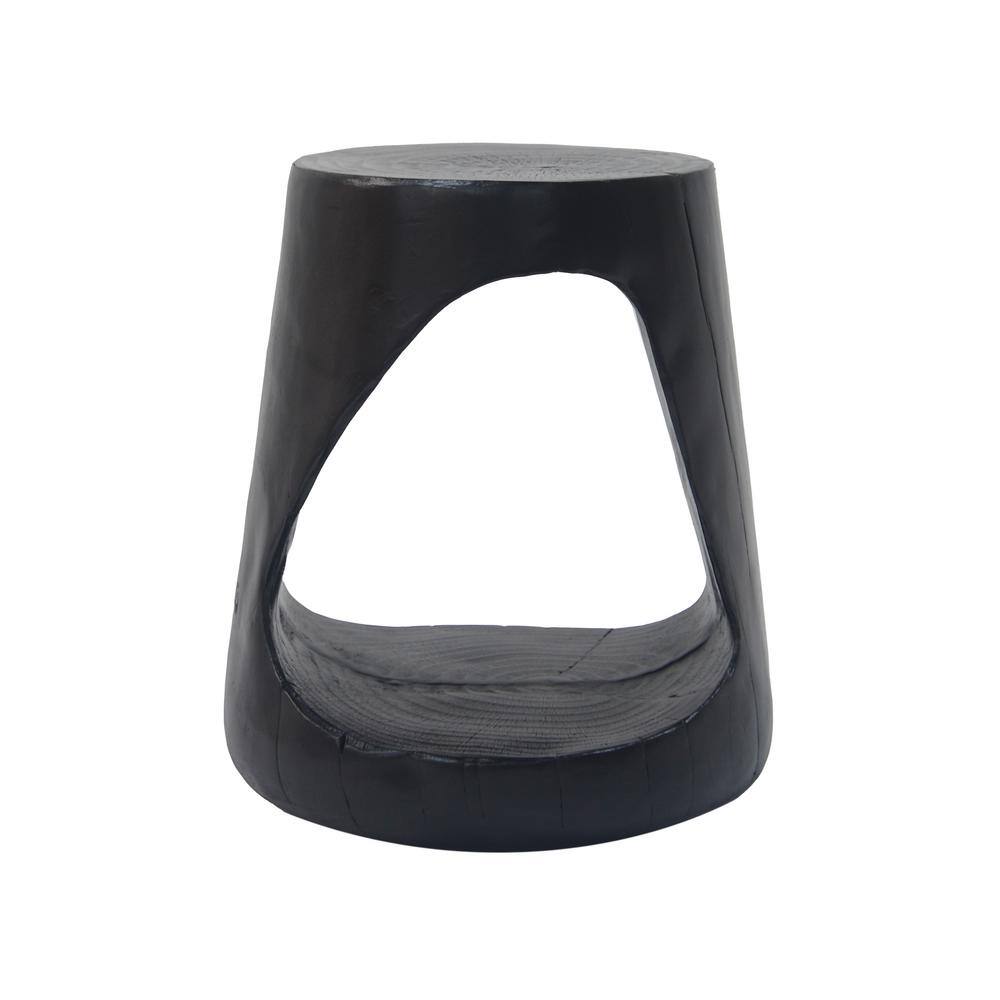Black MGO Hollow Side Table, Wood-Like Texture
