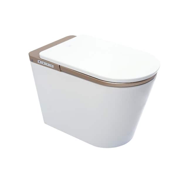 Elongated Smart Bidet Toilet in Glod with Adjustable Seat and Air Temp, One-Touch SPA, Foot and Radar Sensor