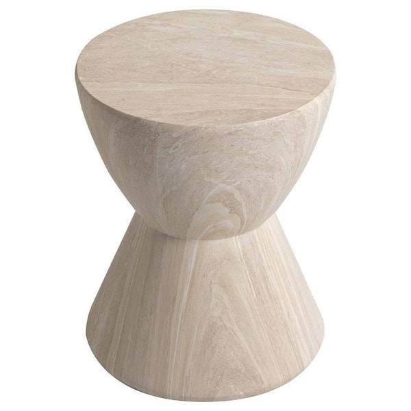 Leisuremod Modern Round Side Table with Fiberstone Tabletop and