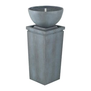 35 in. Outdoor Zen Bowl Fountain Relaxing Polyresin Water Fountain for Lawn, Garden