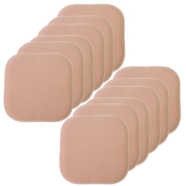 Sweet Home Collection Blush, Honeycomb Memory Foam Square 16 in. x 16 in. Non-Slip Back Chair Cushion (12-Pack)