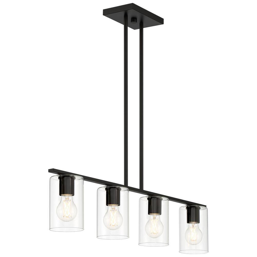 Matte Black Glass LED Globe Island Pendant Light