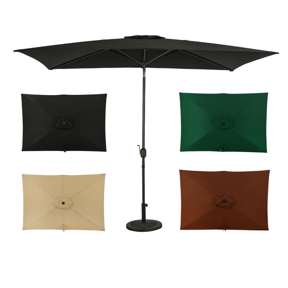 Bimini 10' Black Rectangular Market Umbrella with Steel Frame