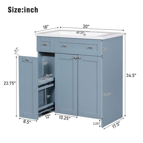Magic Home 30 in. Freestanding Bathroom Vanity Modern Storage Cabinet with  Double-Sided Storage Shelf, Single Basin Sink, Blue CS-W50921982 - The Home  Depot