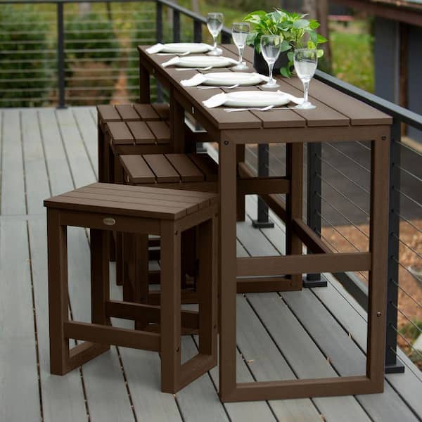 Highwood Monroe Modern Weathered Acorn Counter Height Balcony Stool/Table 6-Piece Set