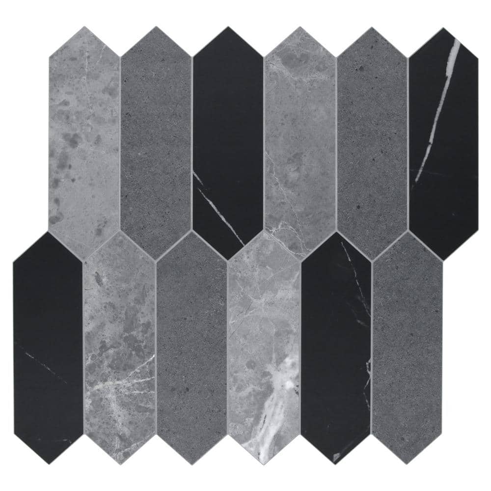 Smart Tiles Matte Black Hexagon Peel and Stick Tile Backsplash