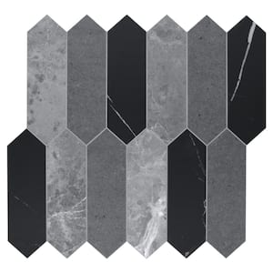 Long Hexagon 12 in. x 11.22 in. Mix Peel and Stick Backsplash Stone Composite Wall Tile (10-Tiles, 9.35 sq. ft.)