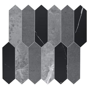 Smart Tiles Matte Black Walton Hex Peel and Stick Tile Backsplash SM1191 