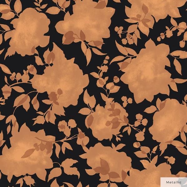 Tempaper Metallic Brushed Copper and Black Silhouette Vinyl Peel and Stick Wallpaper Roll (Covers 56 sq. ft.)