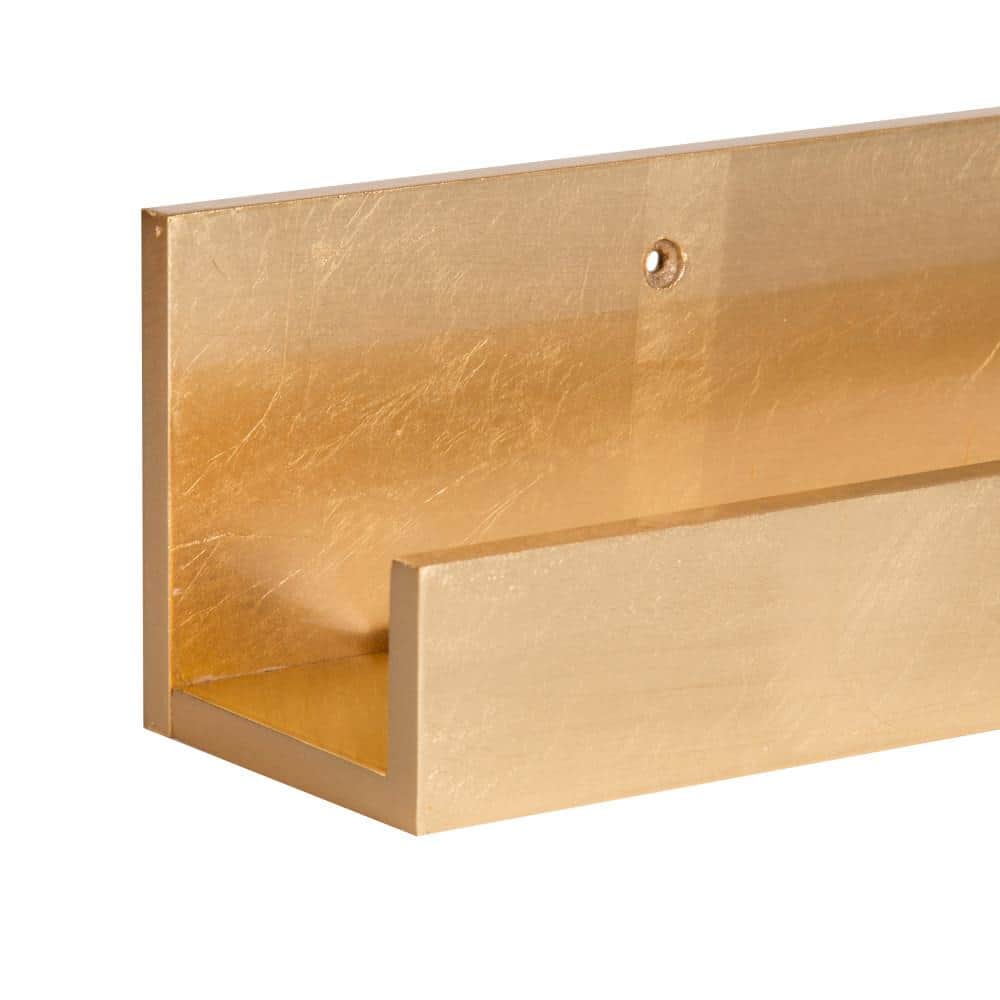 Gold 24-Inch Wood Floating Wall Shelves, 2-Pack