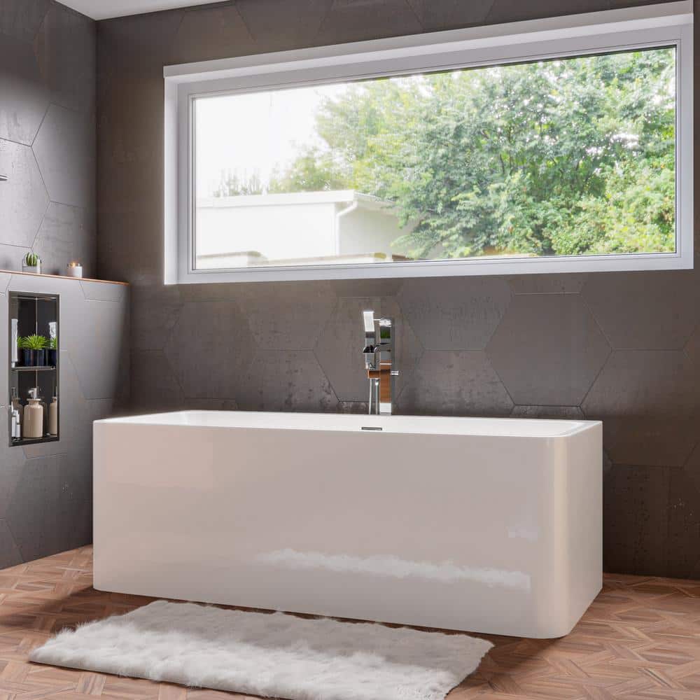67'' White Freestanding Acrylic Soaking Bathtub
