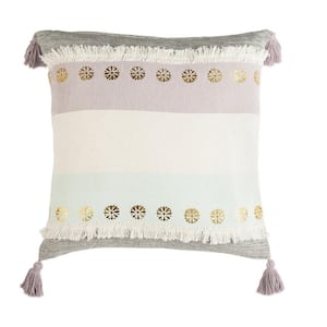 Norra Purple/Gray/Teal/Gold 20 in. x 20 in. Throw Pillow