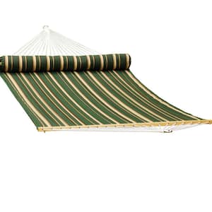 13 ft. Quilted Reversible Hammock in Green Stripe with Matching Pillow