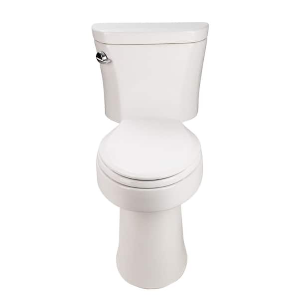 29 in. 2-Piece 1.28 GPF Side Single Flush Elongated Toilet in Glossy White Seat Included