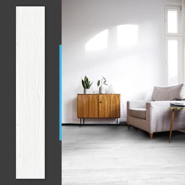 6 in. White-Washed Peel and Stick Luxury Vinyl Plank Flooring,Self-Adhesive Floor Tile Vinyl Wood Plank (54 sq. ft./box)