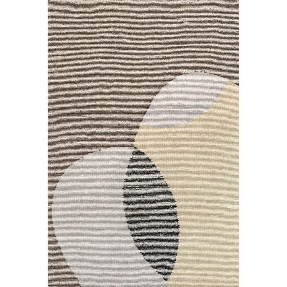 Evangeline Ivory and Gray Abstract Wool 5' x 8' Area Rug