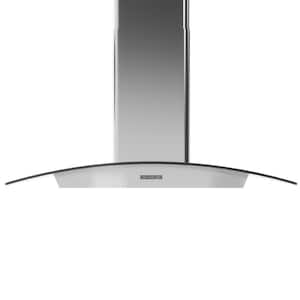 Brisas 36 in. 600 CFM Curved Glass Island Mount Range Hood with LED Lights in Stainless Steel