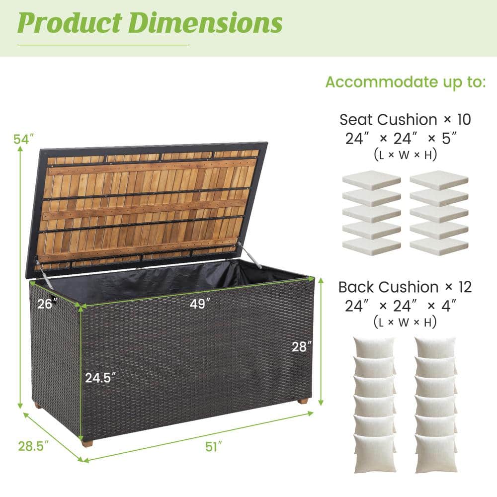 Mix Brown 134 Gallon Wicker and Acacia Wood Deck Box