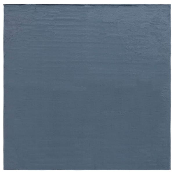 Faux Rabbit Fur Indigo 6 ft. x 6 ft. Solid Flokati Square Area Rug