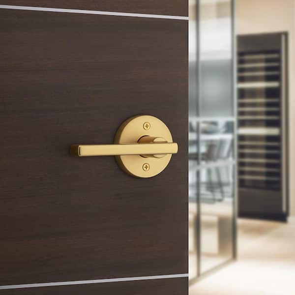 Kwikset Halifax Satin Brass Round Hall Closet Door Handle