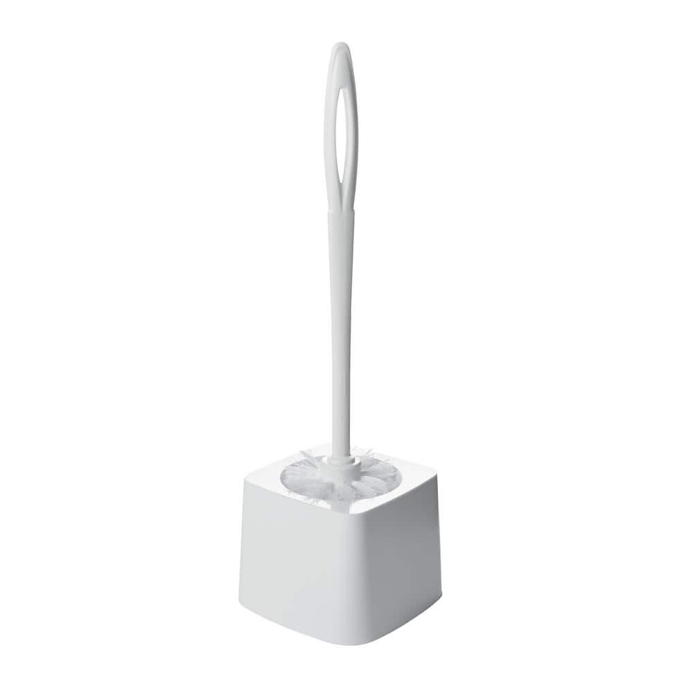 White Plastic Toilet Brush with Hanging Hole