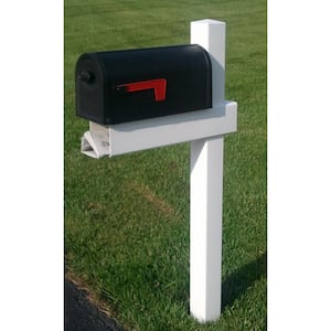 54 in x 24 in x 5 in Adjustable Arm Mailbox Post Sleeve in White with X Large Newspaper Holder