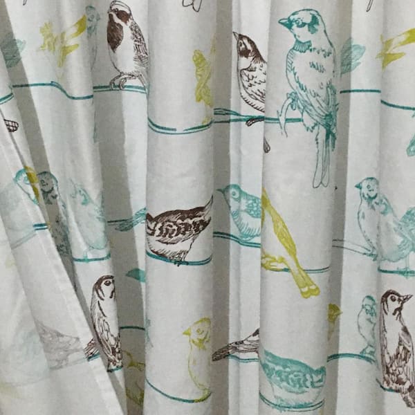 Animal Shower Curtain Colorful Forest Birds Print for Bathroom