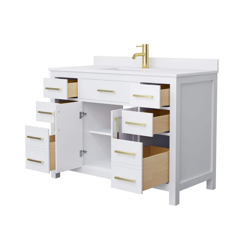 Beckett 48'' White Marble Single Bathroom Vanity with Gold Hardware